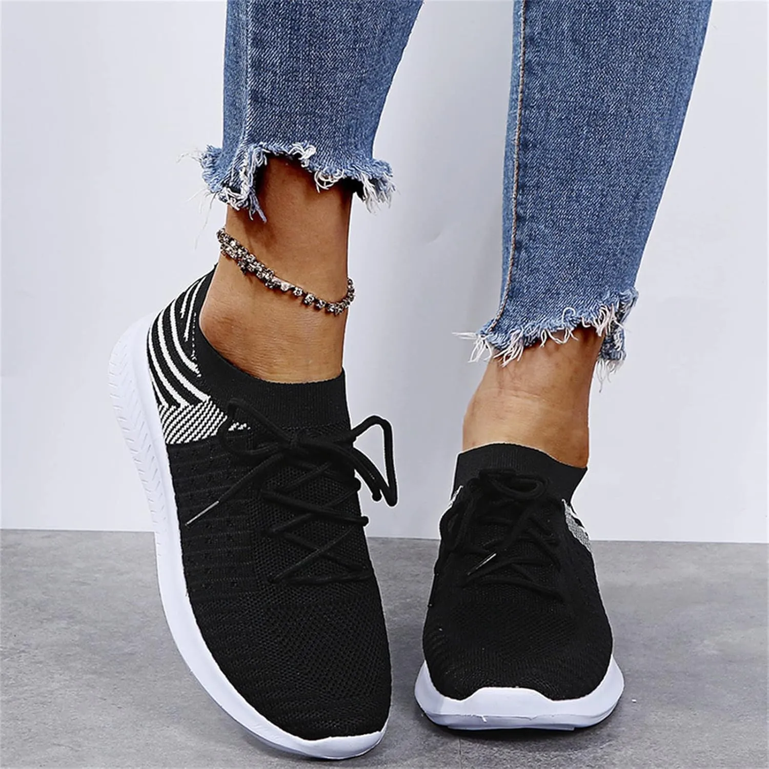 Lausiuoe Womens Shoes Casual Slip Ons Athletic Walking Shoes Casual Mesh-Comfortable Tennis Running Gym Fashion Sneakers