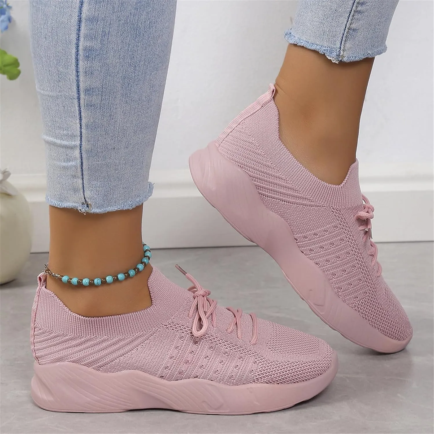 Lausiuoe Womens Shoes Casual Slip Ons Athletic Walking Shoes Casual Mesh-Comfortable Tennis Running Gym Fashion Sneakers