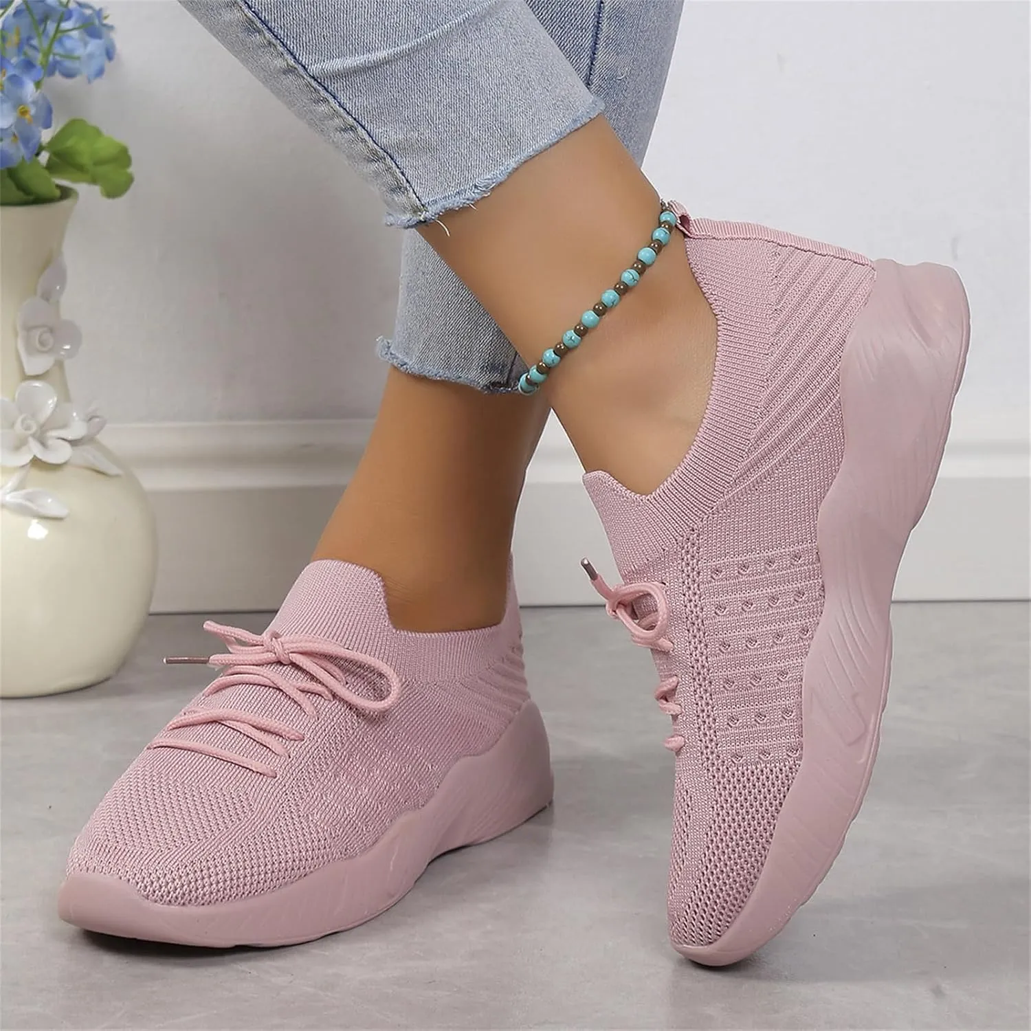 Lausiuoe Womens Shoes Casual Slip Ons Athletic Walking Shoes Casual Mesh-Comfortable Tennis Running Gym Fashion Sneakers