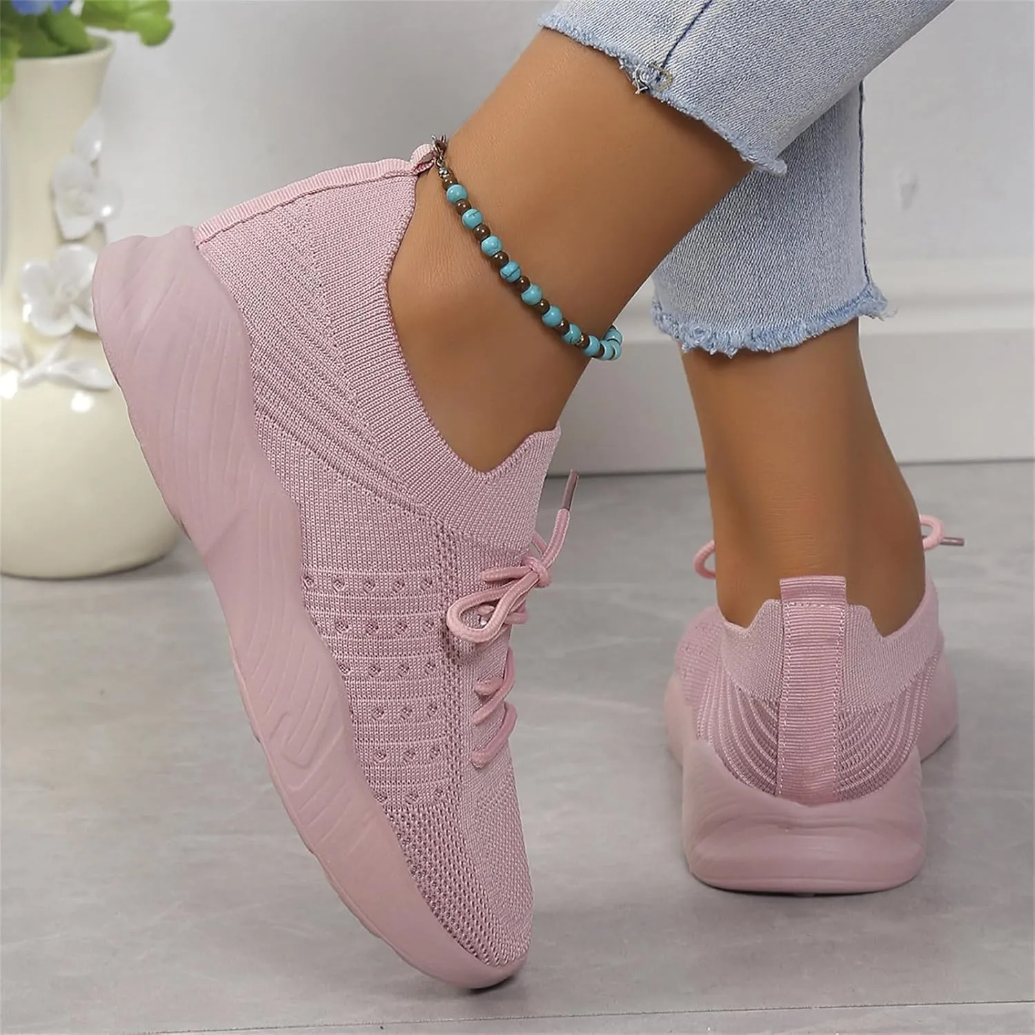 Lausiuoe Womens Shoes Casual Slip Ons Athletic Walking Shoes Casual Mesh-Comfortable Tennis Running Gym Fashion Sneakers