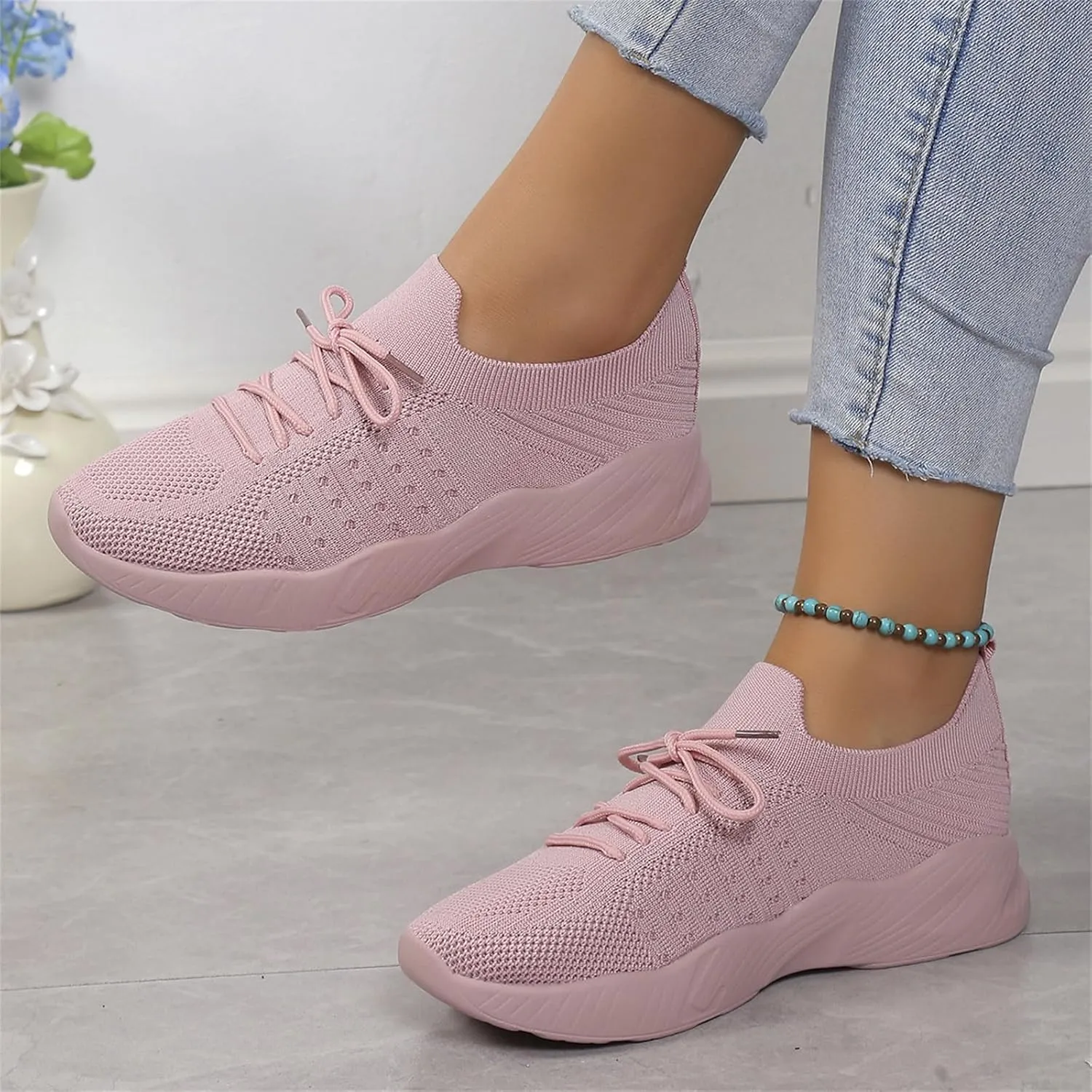 Lausiuoe Womens Shoes Casual Slip Ons Athletic Walking Shoes Casual Mesh-Comfortable Tennis Running Gym Fashion Sneakers