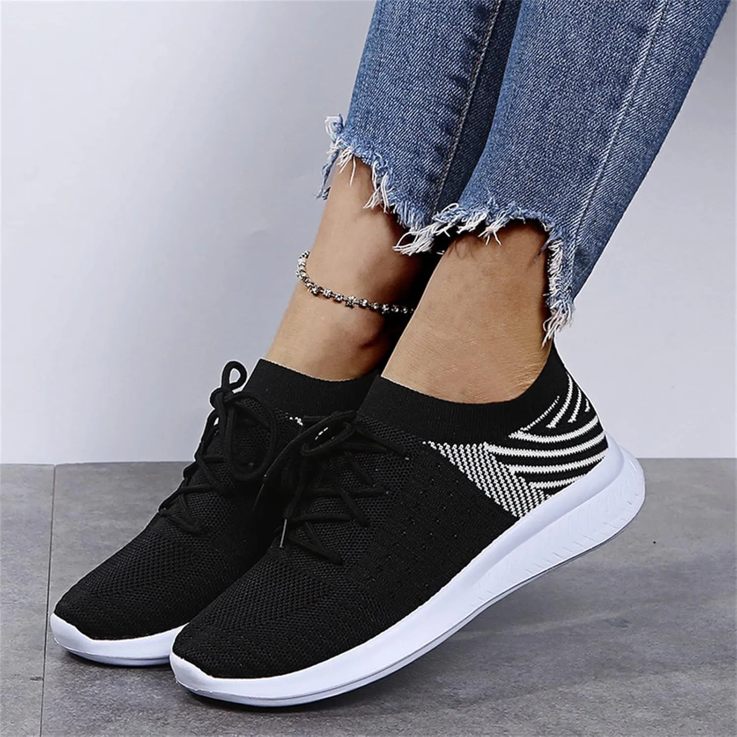Lausiuoe Womens Shoes Casual Slip Ons Athletic Walking Shoes Casual Mesh-Comfortable Tennis Running Gym Fashion Sneakers