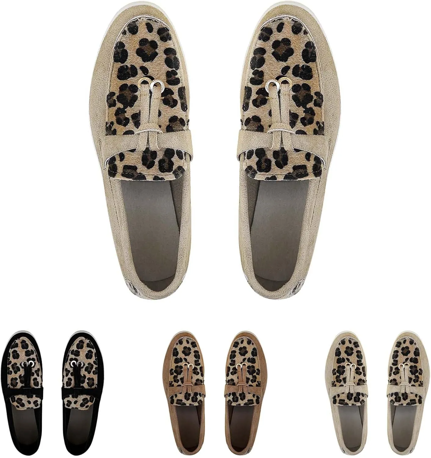 Leopard Print Mules for Women 2025 Casual Spring Summer Slip-On Breathable Closed Toe Loafers Flat Bottom Comfortable Walking Shoes for Outdoor Walking