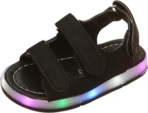 Light Up Toddler Baby Sandals Boys Girls Non Slip Open Toe Outdoor Beach Shoes Adjustable Strap Summer Sneakers