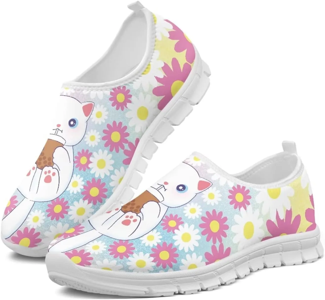 Low-Top Slip Ons Women's Casual Sneakers Non Slip Soft Loafers Comfortable Walking Shoe Fashion Sneakers White Sole Size 5.5-11.5