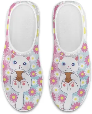 Low-Top Slip Ons Women's Casual Sneakers Non Slip Soft Loafers Comfortable Walking Shoe Fashion Sneakers White Sole Size 5.5-11.5