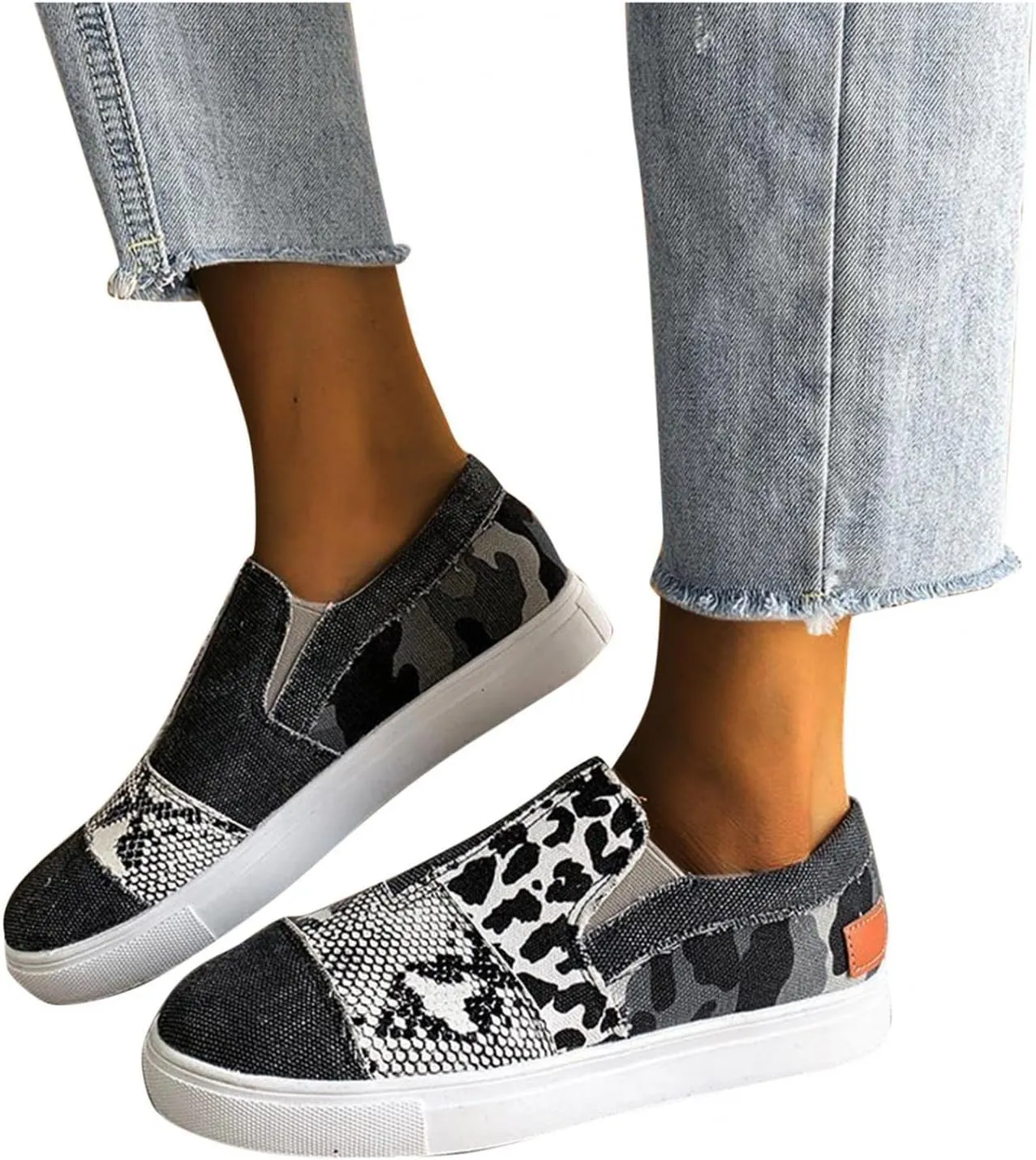 Masbird Shoes for Women Sneakers Sneakers for Women Walking Shoes Womens Shoes Fashion Round Toe Comfort Slip-on Running Shoes Casual Canvas Shoes Black