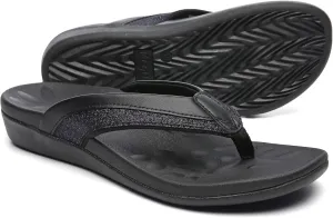 MEGNYA Comfortable Walking Flip Flops for Womens, Orthopedic Walking Sandals with Arch Support, Flat Feet Pain Relief Sandals for Beach, Summer, Pool