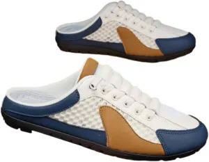 Men's Backless Sneakers,Mesh Trendy Slip On Mule Sneakers,Spring and Autumn Fisherman's Shoes,Closed toe slippers