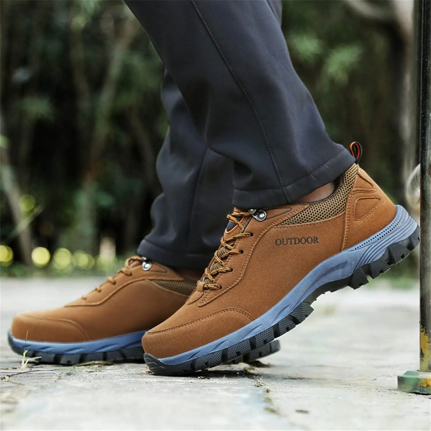 Men's Breathable Stretch Workout Shoes Lace Up Comfortable Light-Weight Shoe Arch Support Walking Shoes for Men