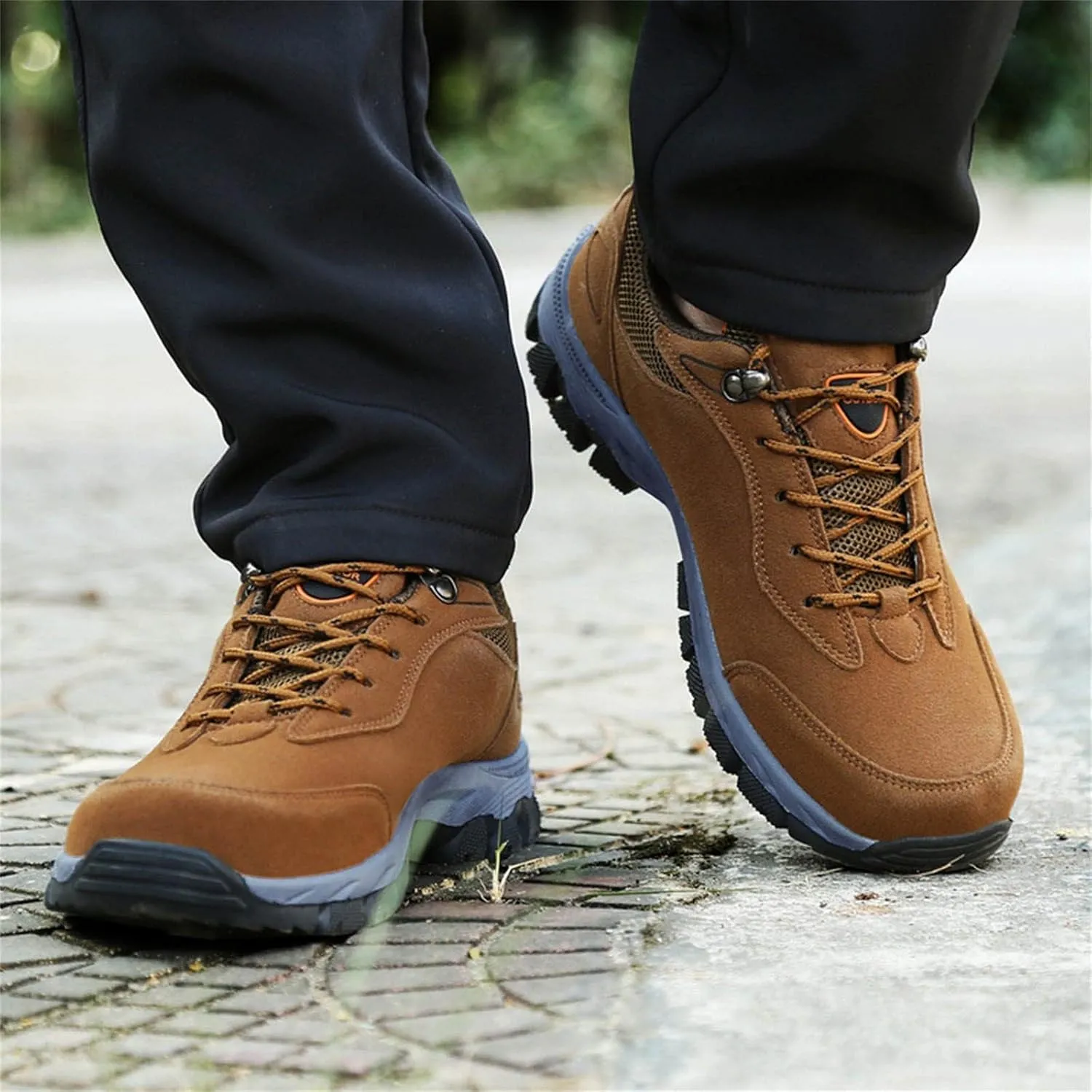 Men's Breathable Stretch Workout Shoes Lace Up Comfortable Light-Weight Shoe Arch Support Walking Shoes for Men