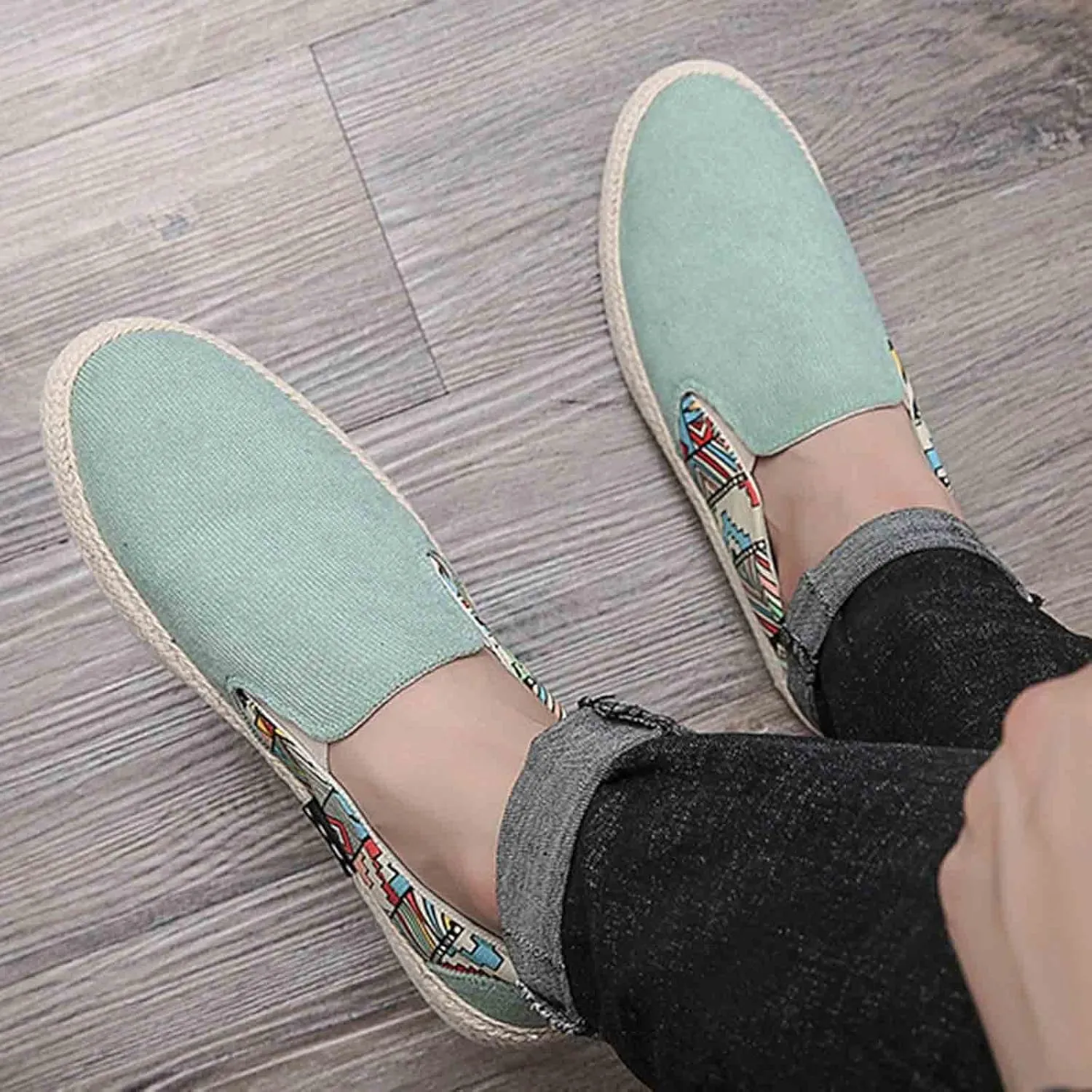Men's Casual Low Boots Canvas Slip On Shoes in Spring and Summer Men Casual Driving Shoes