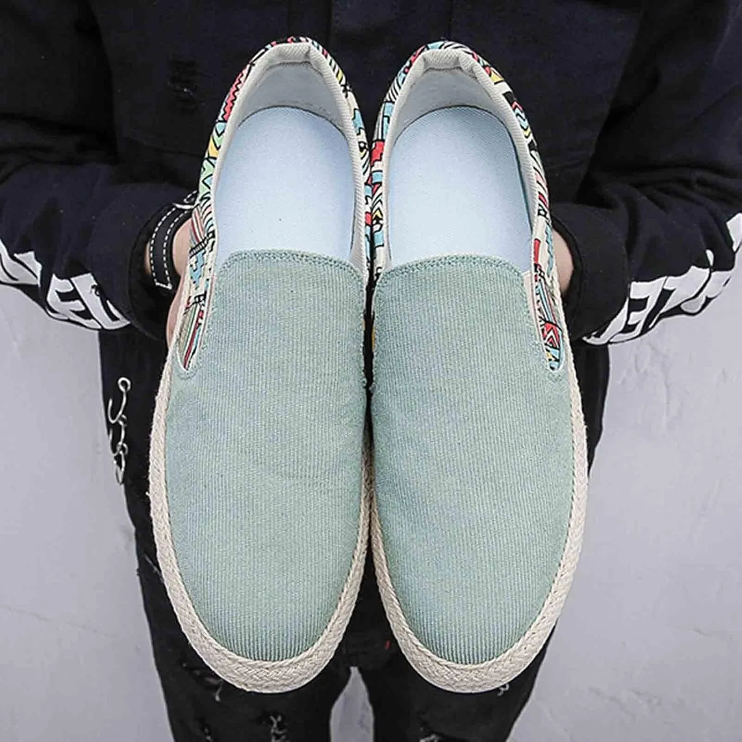 Men's Casual Low Boots Canvas Slip On Shoes in Spring and Summer Men Casual Driving Shoes