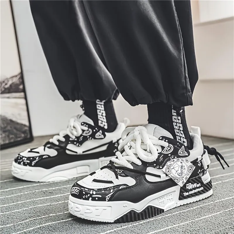 Men's Colour Block Skateboard Shoes - Comfy Non-Slip Lace-Up Casual Sneakers with Arch Support, Perfect for Outdoor Activities, Spring & Summer Fashion