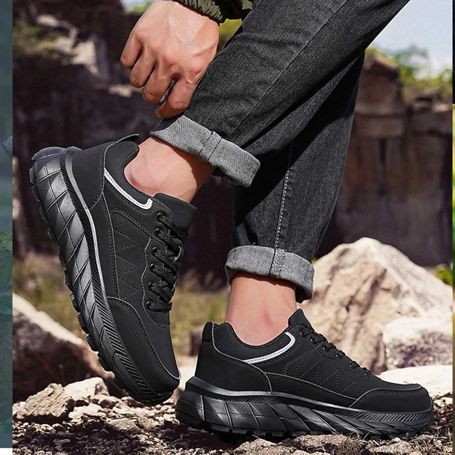 Mens Fashion Sneakers Casual Thick Sole Walking Running Shoes Comfortable Tennis Shoes Round Toe Non Slip Summer Spring Men Sneaker for Hiking