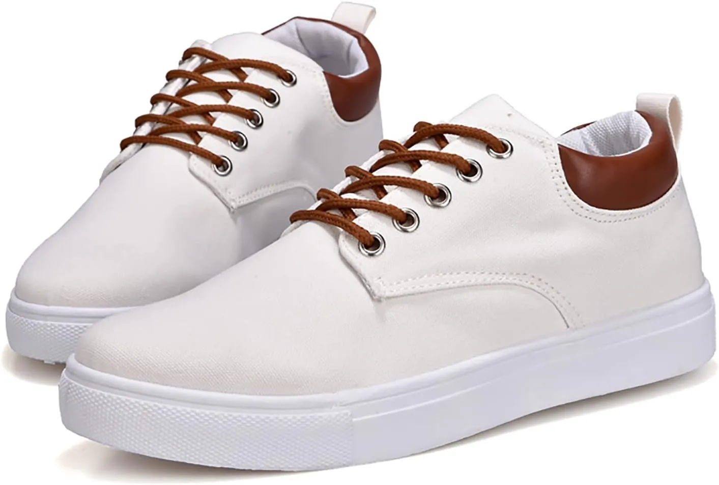 Mens Fashion Sneakers Low Top Flat Bottom Lightweight Canvas Casual Sports Shoes Lace up Breathable Non Slip Comfortable Simple Walking Shoes for Men