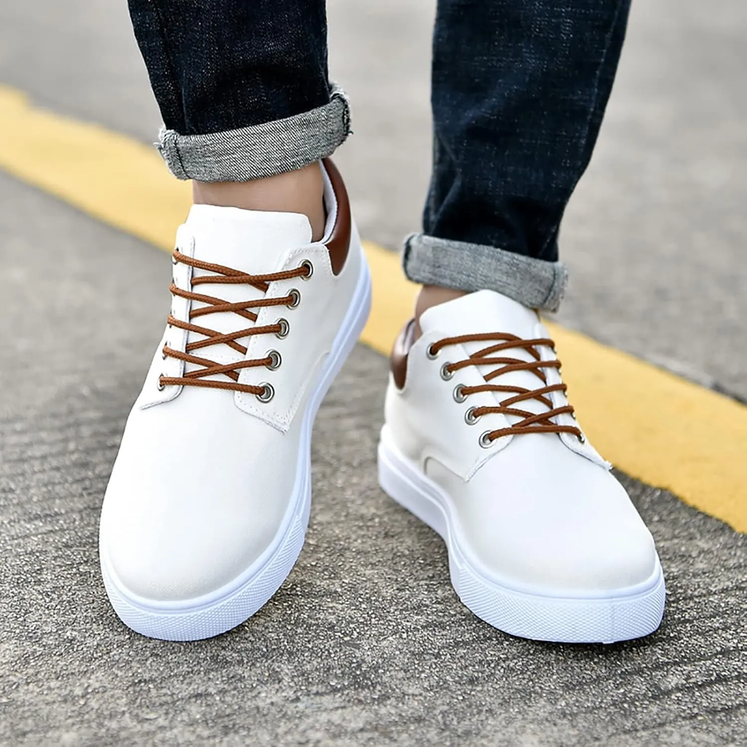 Mens Fashion Sneakers Low Top Flat Bottom Lightweight Canvas Casual Sports Shoes Lace up Breathable Non Slip Comfortable Simple Walking Shoes for Men