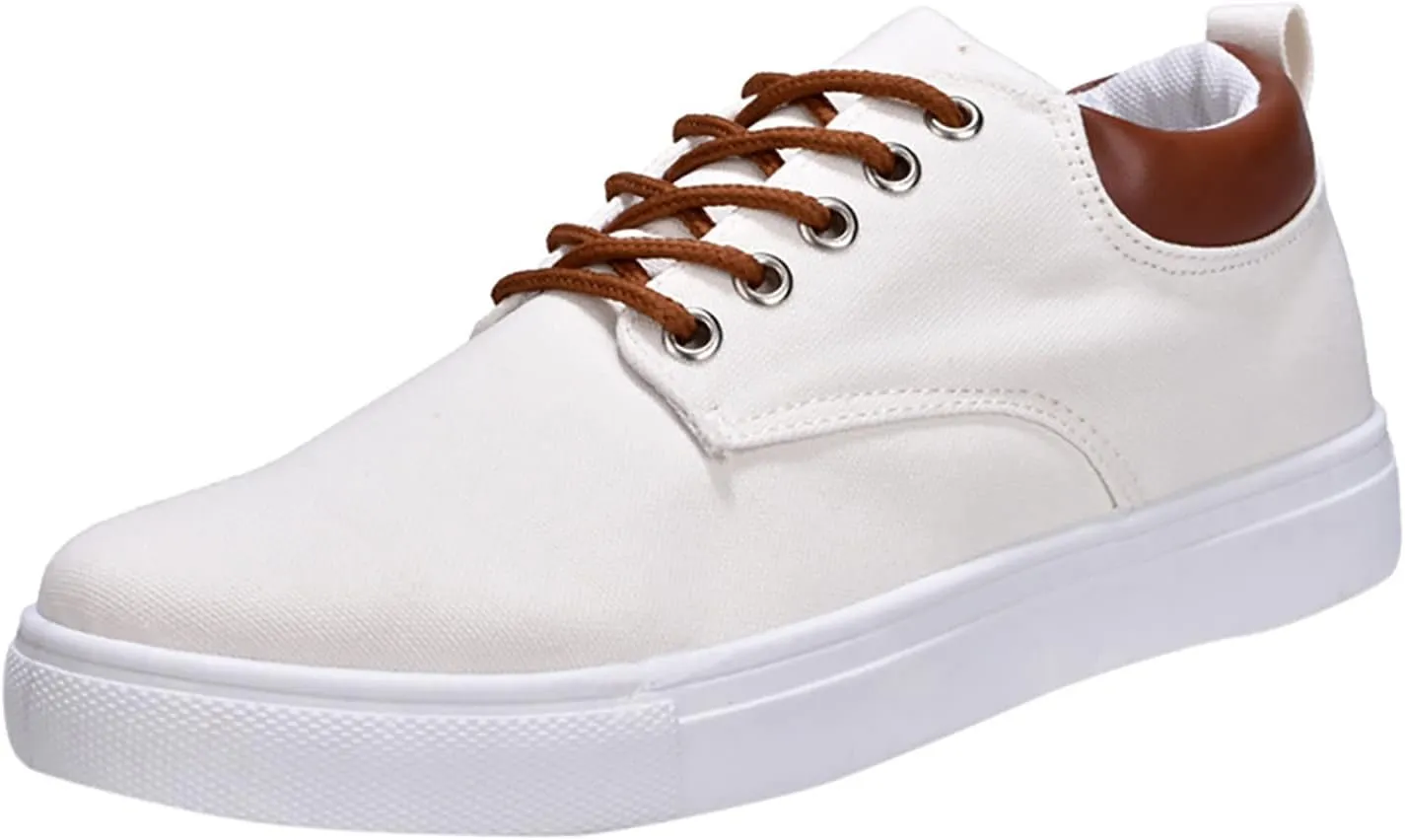 Mens Fashion Sneakers Low Top Flat Bottom Lightweight Canvas Casual Sports Shoes Lace up Breathable Non Slip Comfortable Simple Walking Shoes for Men