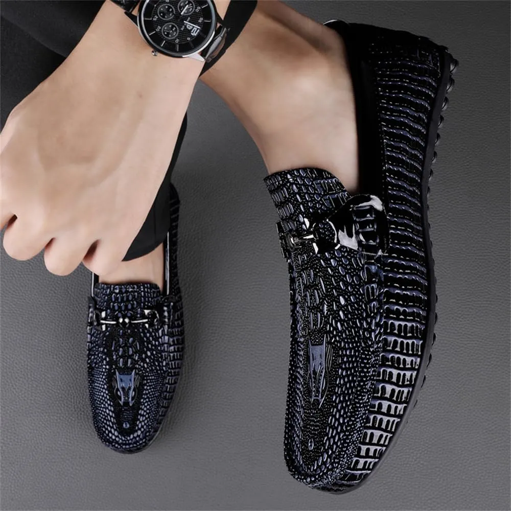 Men's Genuine Leather Loafer Shoes Retro Fashion Slip on Soft Breathable Walking Driving Shoes