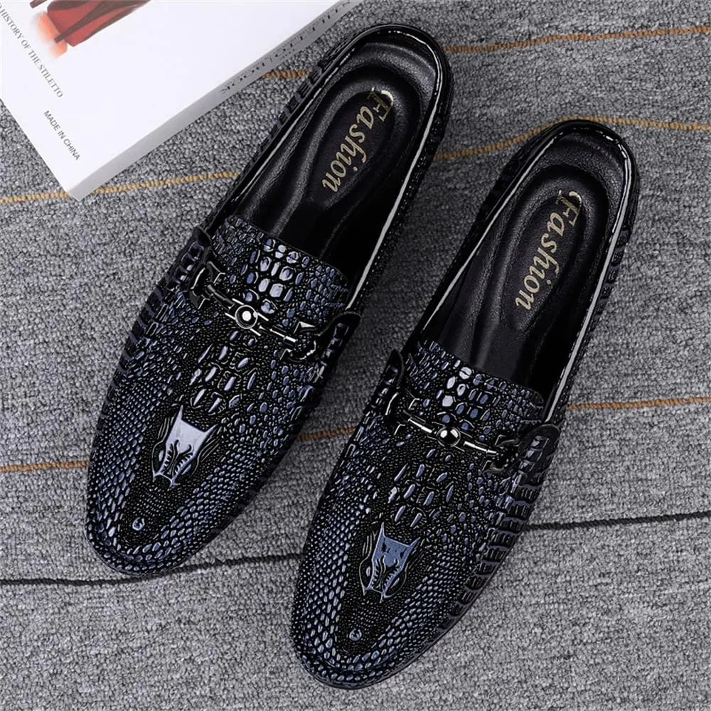 Men's Genuine Leather Loafer Shoes Retro Fashion Slip on Soft Breathable Walking Driving Shoes