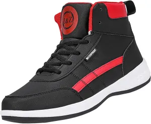 Mens High Top Sneakers Lace-up Casual Breathable Soft Walking Running Shoes Comfortable Tennis Shoes Flat Bottom Non Slip Mens Shoe for Summer Spring