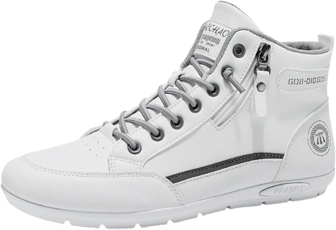 Mens High Top Sneakers Side Zip-up Lace-up Casual Breathable Soft Walking Running Shoes Comfortable Tennis Shoes Flat Bottom Non Slip Summer Spring Mens Shoe