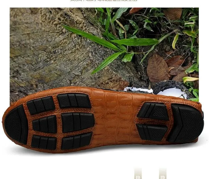 Mens' Leather Loafers Slip-Ons Casual Driving Flat Walking Moccasin Business Boat Shoes Fashion Slipper