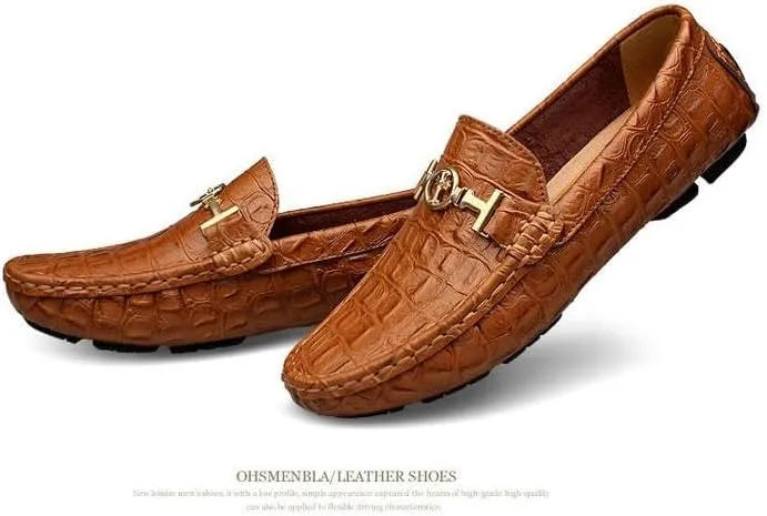 Mens' Leather Loafers Slip-Ons Casual Driving Flat Walking Moccasin Business Boat Shoes Fashion Slipper
