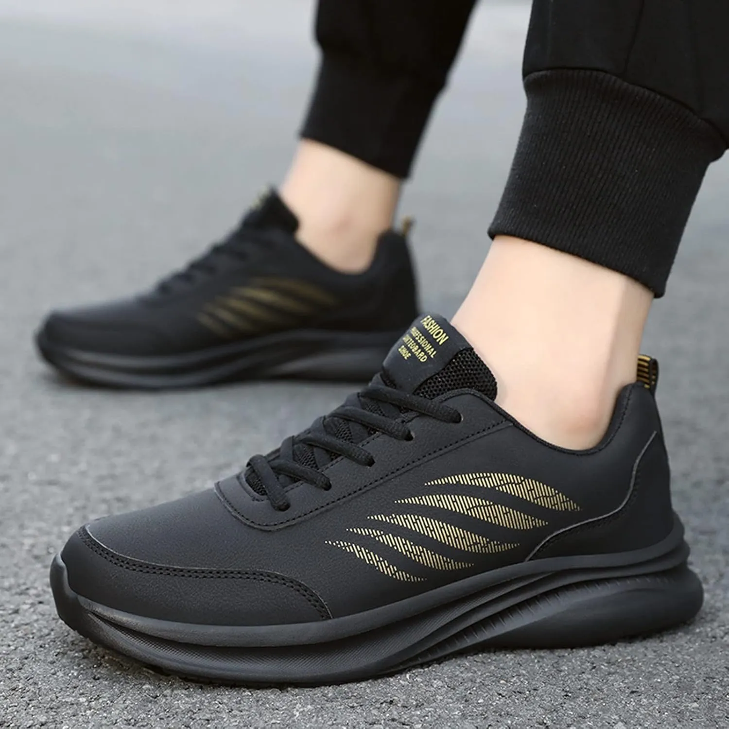 Men's Lightweight Cushion Sneakers Breathable and Light Outdoor Comfy Walking Shoe Casual Elderly Lace Up Shoes