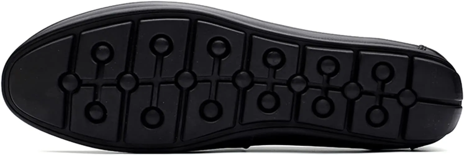 Mens Loafers Cowhide Stitching Details Round Toe Anti-Slip Slip Resistant Lightweight Walking Slip-ons