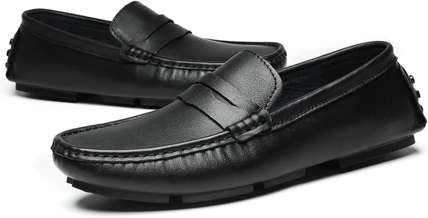 Men's Loafers Penny Loafer Vegan Leather Stitching Details Round Toe Comfortable Flexible Anti-Slip Prom Classic Slip-ons