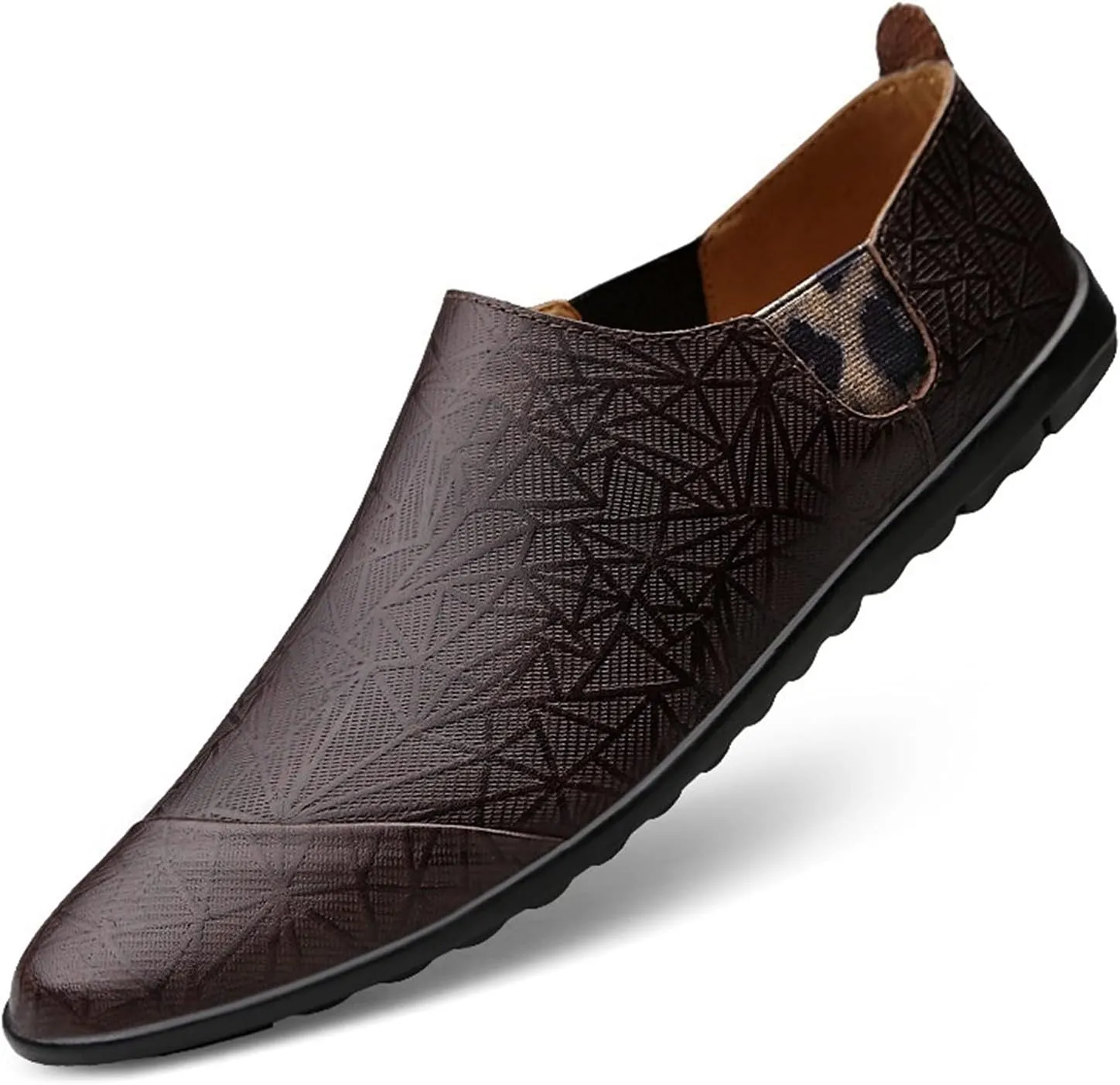 Men's Loafers Shoes Round Toe Driving Loafers Leather Comfortable Anti-Slip Flexible Walking Slip-ons