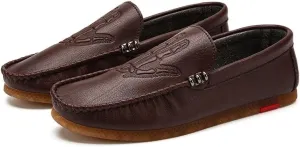 Men's Loafers Skeleton Vegan Leather Stitching Details Round Toe Rubber Sole Lightweight Comfortable Anti-Slip Party Slip-ons