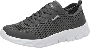 Mens Mesh Flat Sneakers Solid Color Lace-up Casual Breathable Soft Walking Running Shoes Comfortable Tennis Shoes Non Slip Summer Spring Mens Sneakers