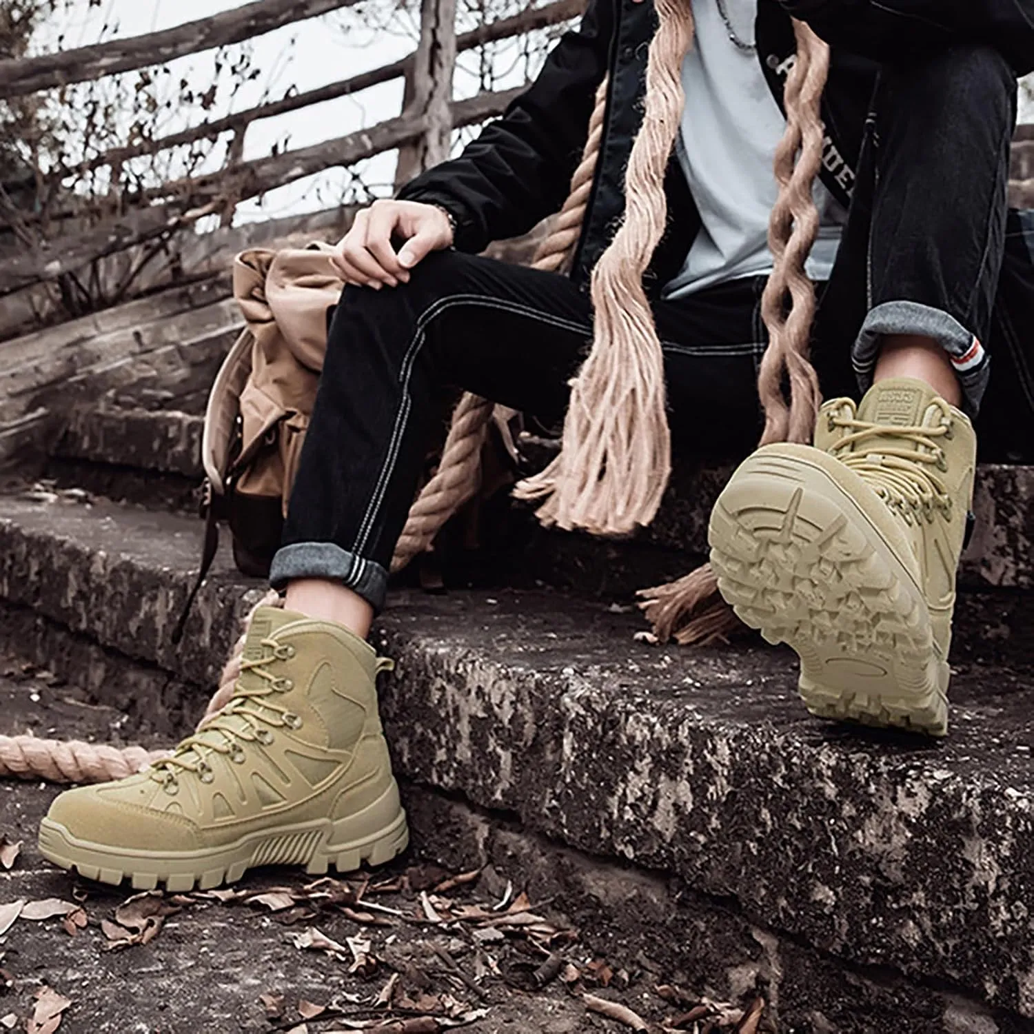 Mens Military Tactical Boots Combat Boots Breathable Police Patrol Boots Army Boots Waterproof Hiking Boots