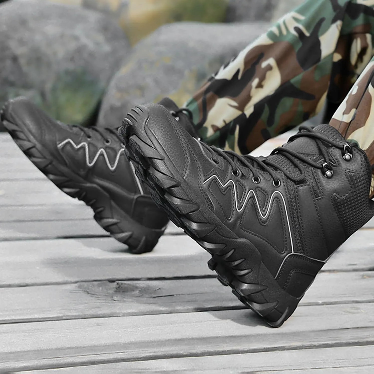 Mens Military Tactical Boots Combat Boots Breathable Police Patrol Boots Army Boots Waterproof Hiking Boots