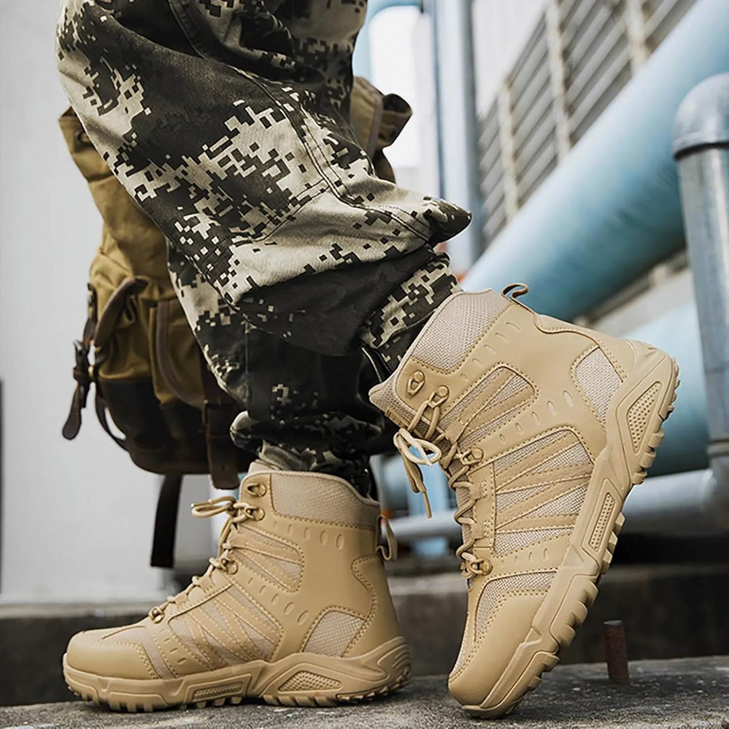 Mens Military Tactical Boots Combat Boots Breathable Police Patrol Boots Army Boots Waterproof Hiking Boots