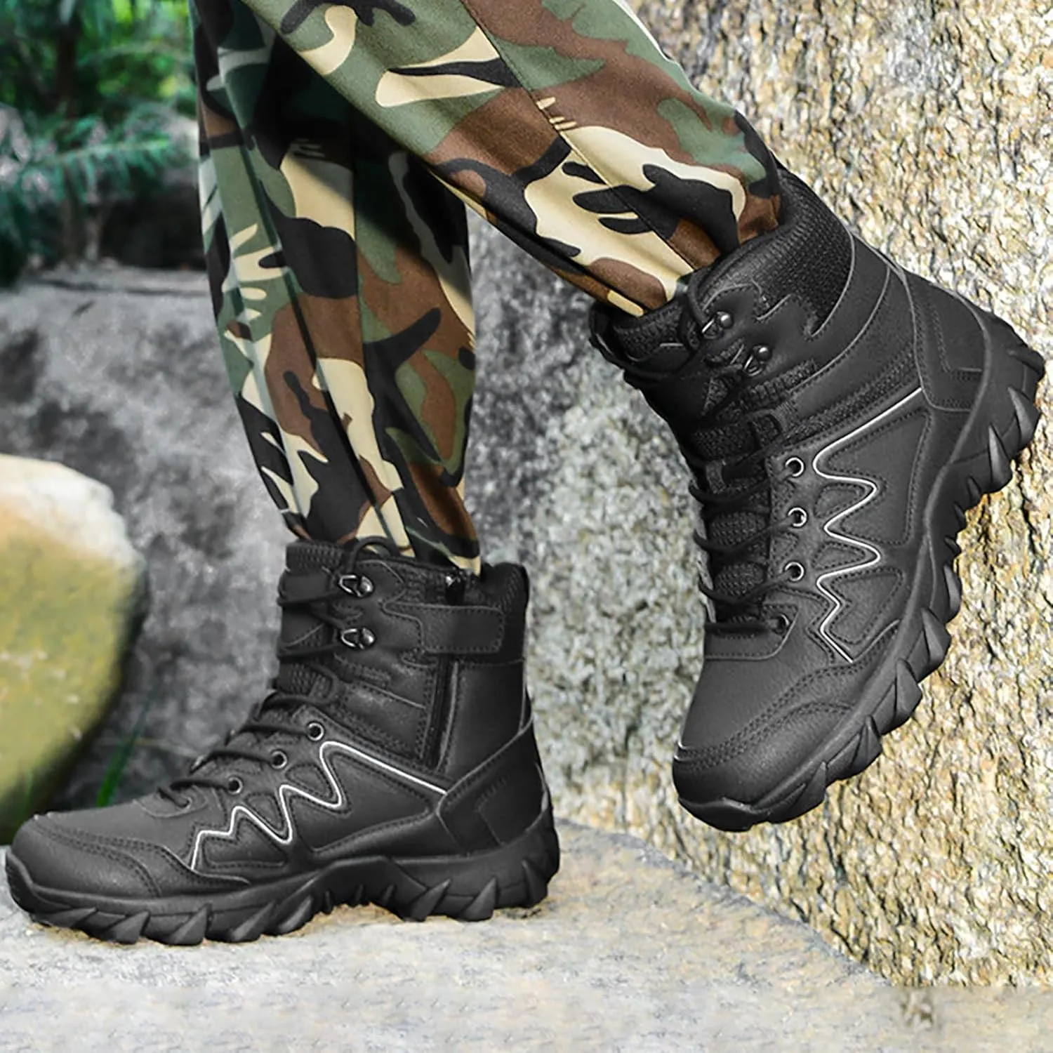 Mens Military Tactical Boots Combat Boots Breathable Police Patrol Boots Army Boots Waterproof Hiking Boots