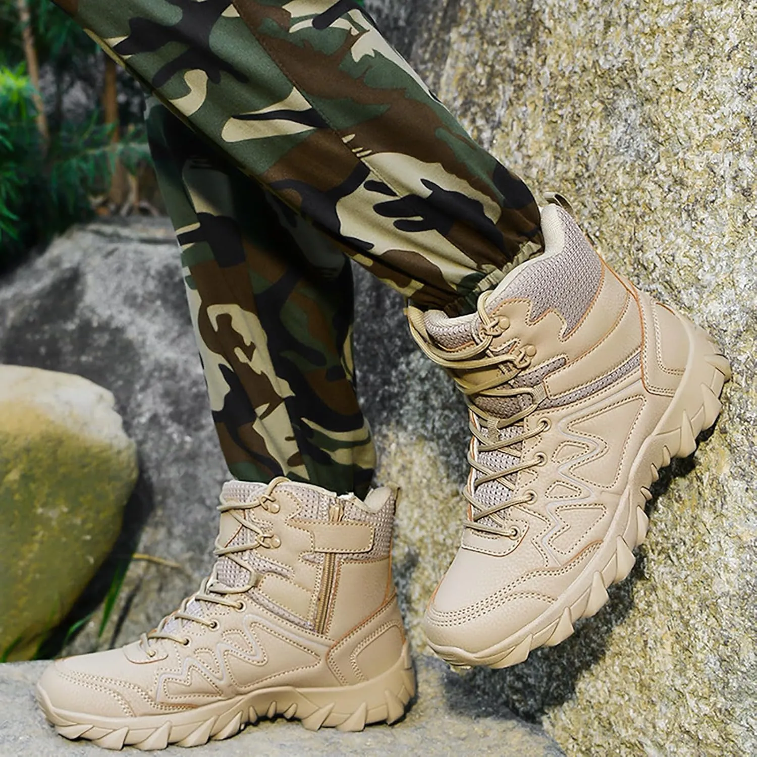 Mens Military Tactical Boots Combat Boots Breathable Police Patrol Boots Army Boots Waterproof Hiking Boots
