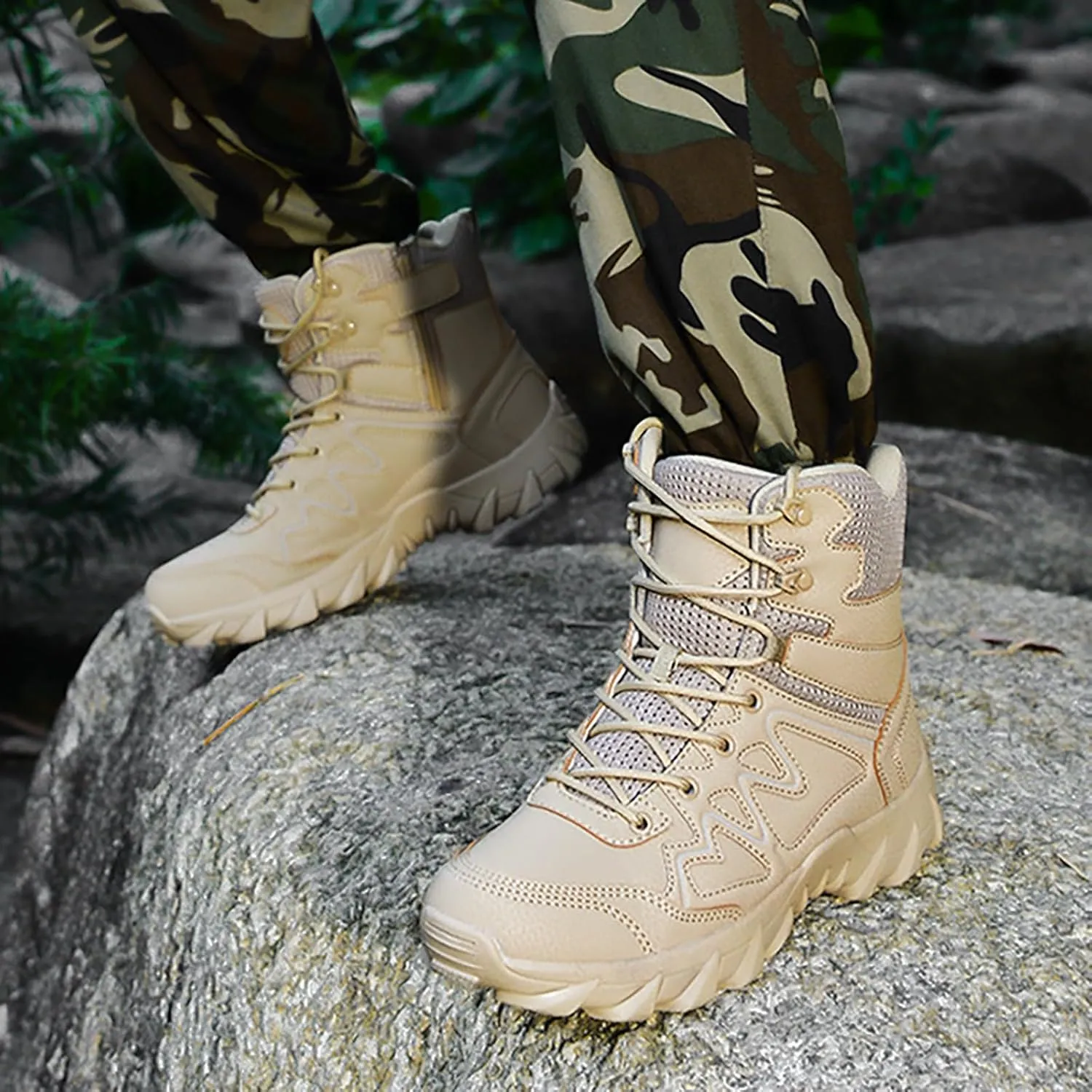 Mens Military Tactical Boots Combat Boots Breathable Police Patrol Boots Army Boots Waterproof Hiking Boots