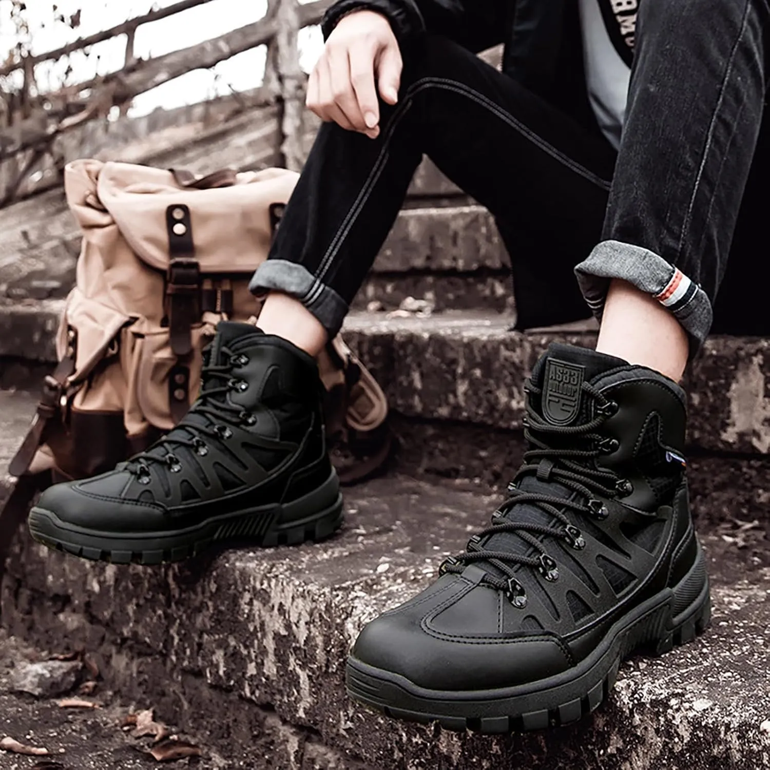 Mens Military Tactical Boots Combat Boots Breathable Police Patrol Boots Army Boots Waterproof Hiking Boots
