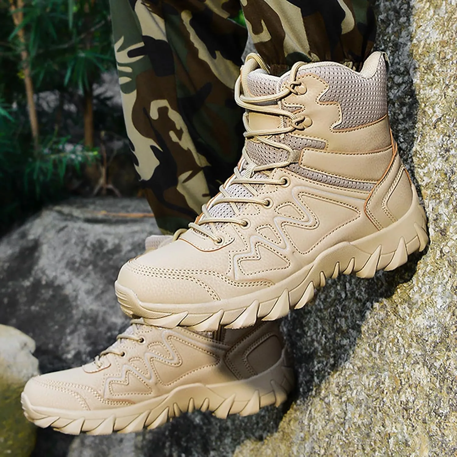Mens Military Tactical Boots Combat Boots Breathable Police Patrol Boots Army Boots Waterproof Hiking Boots