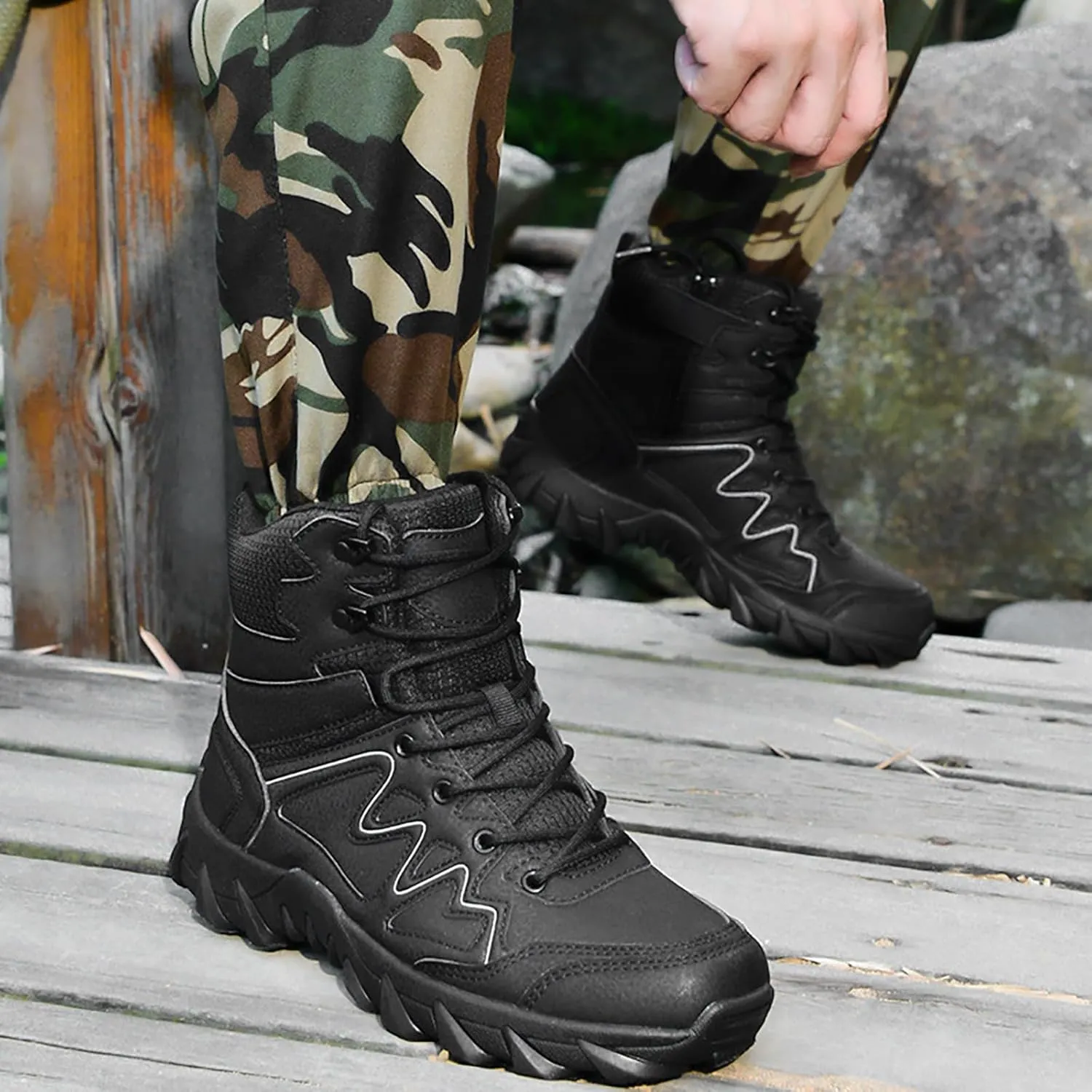 Mens Military Tactical Boots Combat Boots Breathable Police Patrol Boots Army Boots Waterproof Hiking Boots