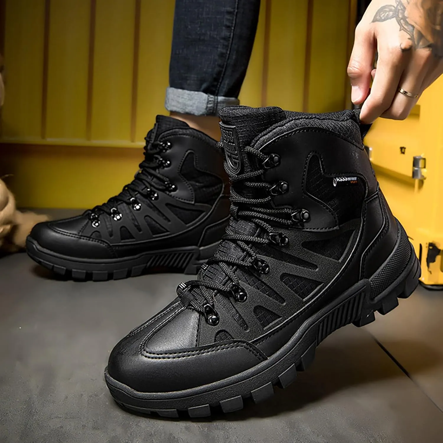 Mens Military Tactical Boots Combat Boots Breathable Police Patrol Boots Army Boots Waterproof Hiking Boots