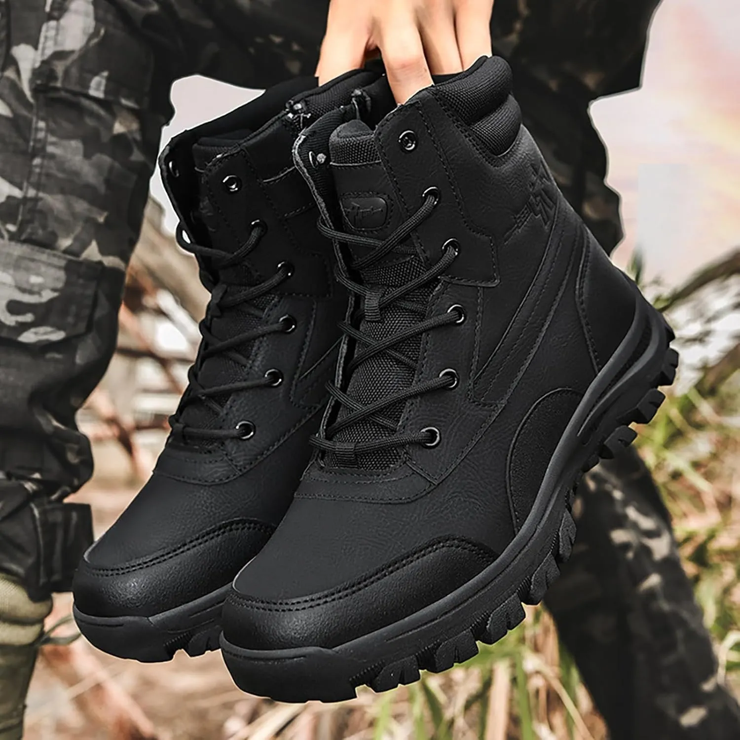 Mens Military Tactical Boots Combat Boots Breathable Police Patrol Boots Lightweight Army Boots Waterproof Hiking Boots