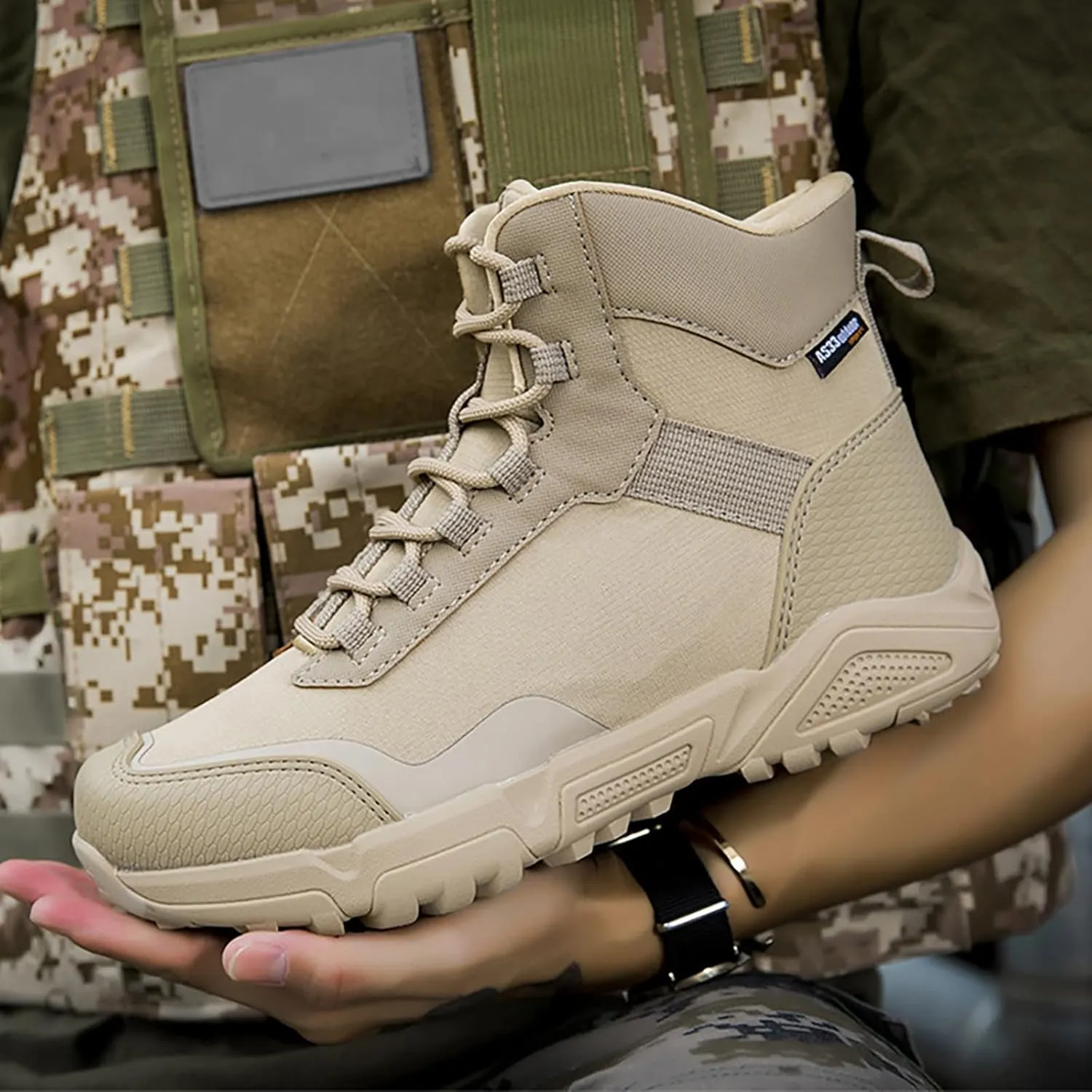 Mens Military Tactical Boots Combat Boots Breathable Police Patrol Boots Lightweight Army Boots Waterproof Hiking Boots