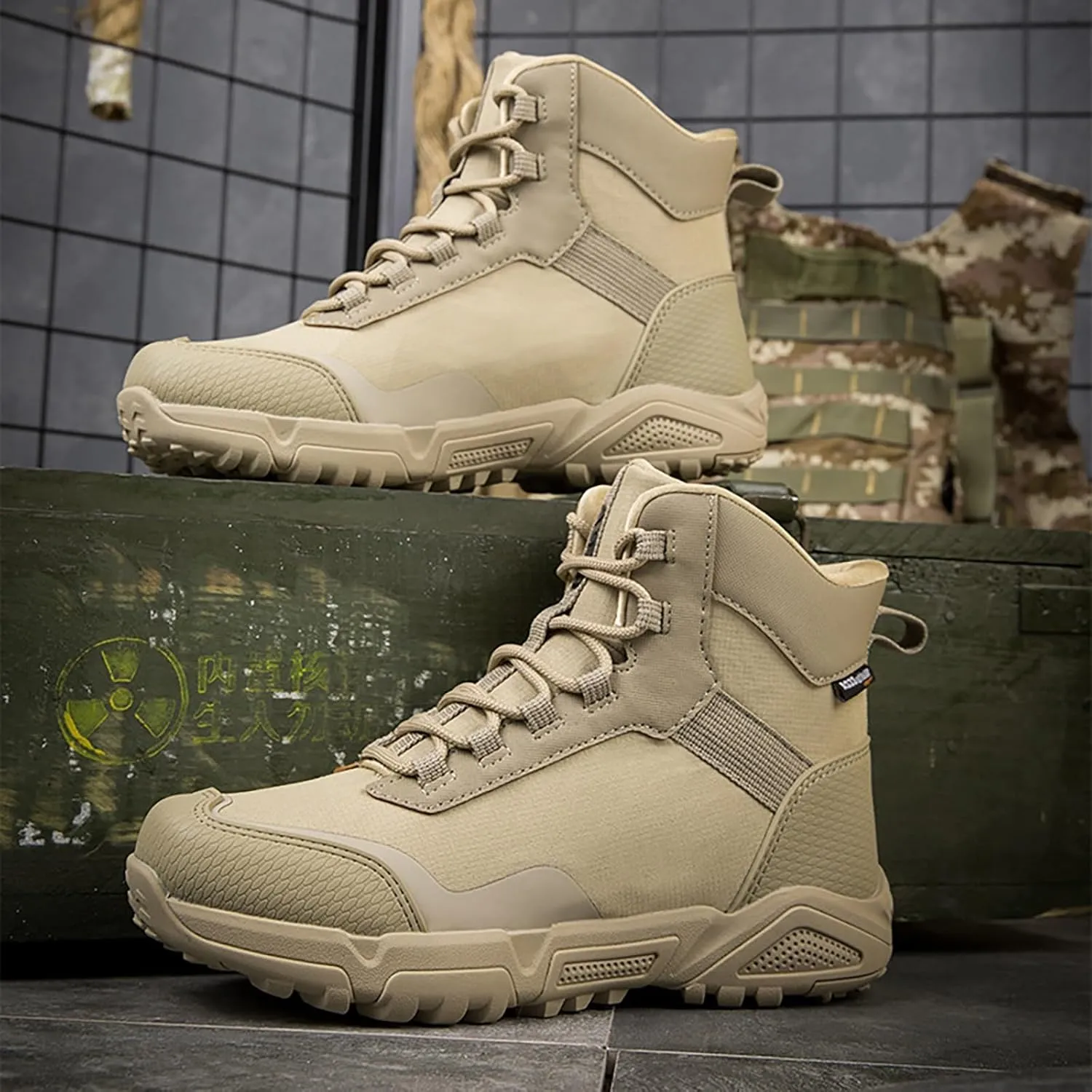 Mens Military Tactical Boots Combat Boots Breathable Police Patrol Boots Lightweight Army Boots Waterproof Hiking Boots