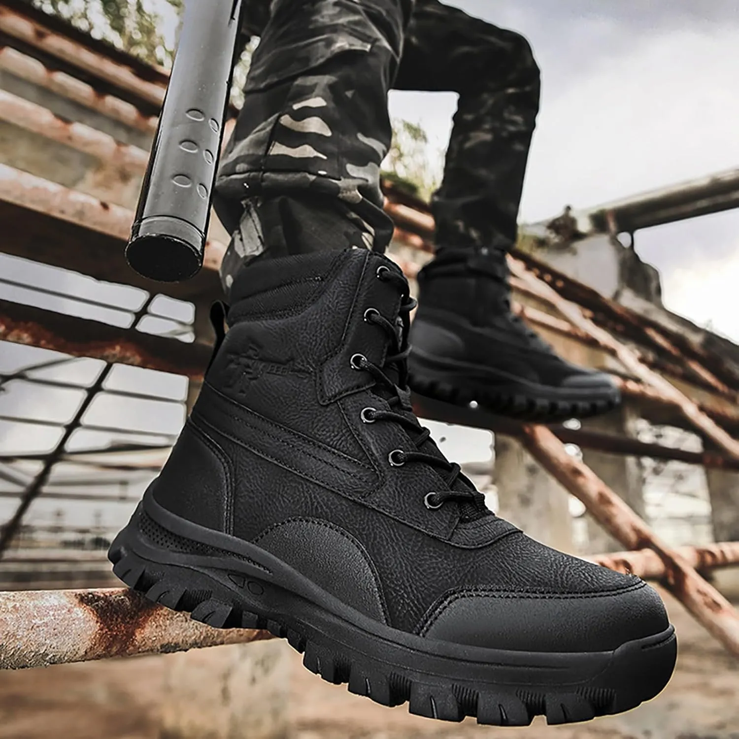 Mens Military Tactical Boots Combat Boots Breathable Police Patrol Boots Lightweight Army Boots Waterproof Hiking Boots