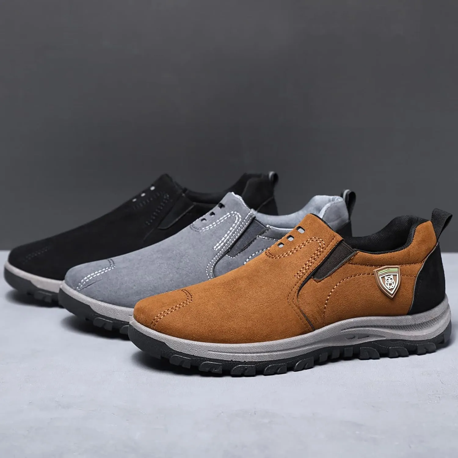 Men's New Pure Color Suede Fashion Casual Sports Shoes in Spring and Casual Sneaker Boots for Men