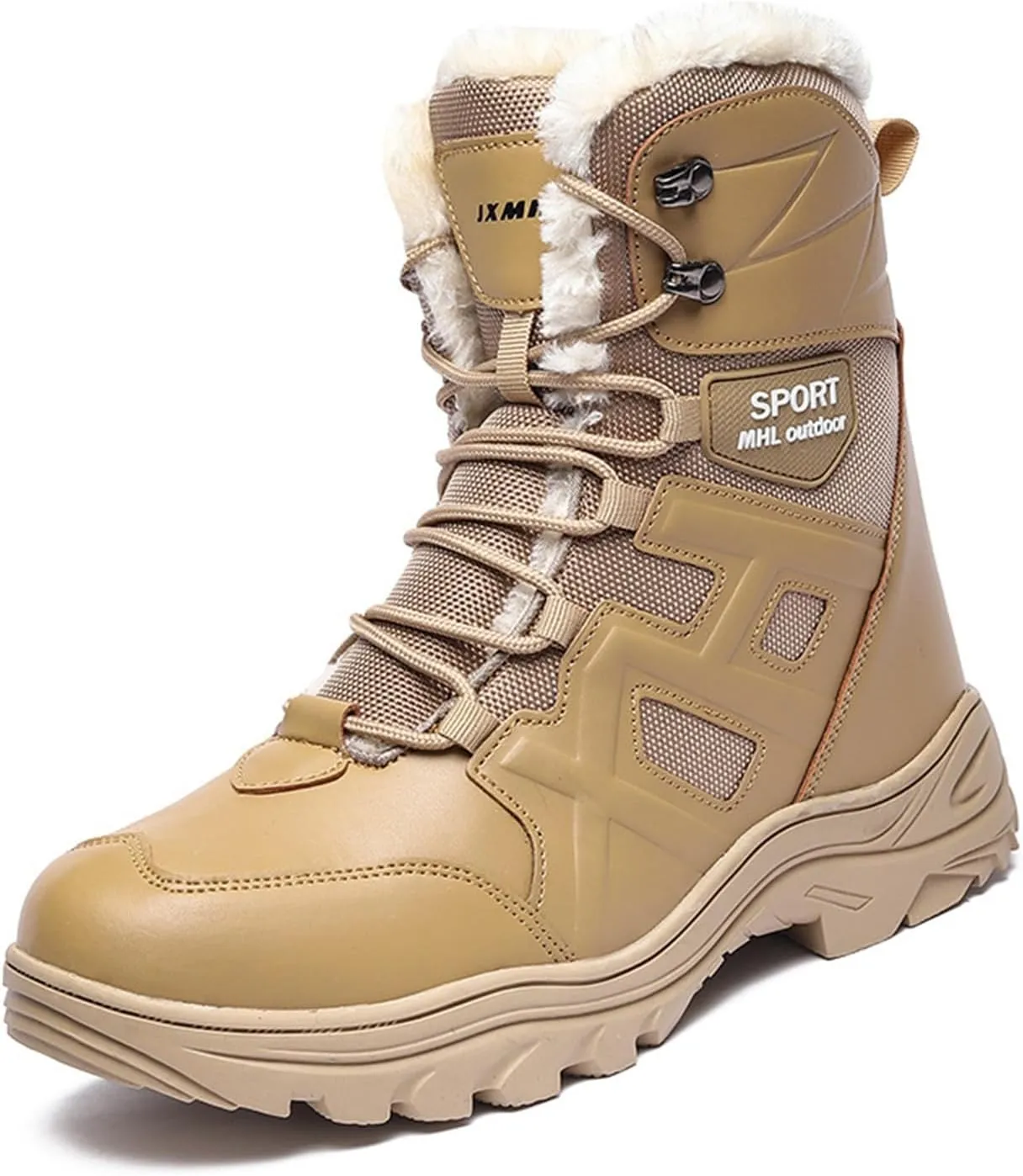 Mens Snow Boots Waterproof Insulated,Outdoor High Top Cold-Weather Warm Winter Hiking Boots Men,Lightweight Breathable Fur Lined Boots